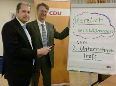 Unternehmer-Treff 2 - Gemeinsam gestalteten der CDU-Vorsitzende Andreas Weber (links) und Martin Knof als Moderatoren den zweiten Unternehmer-Treff.